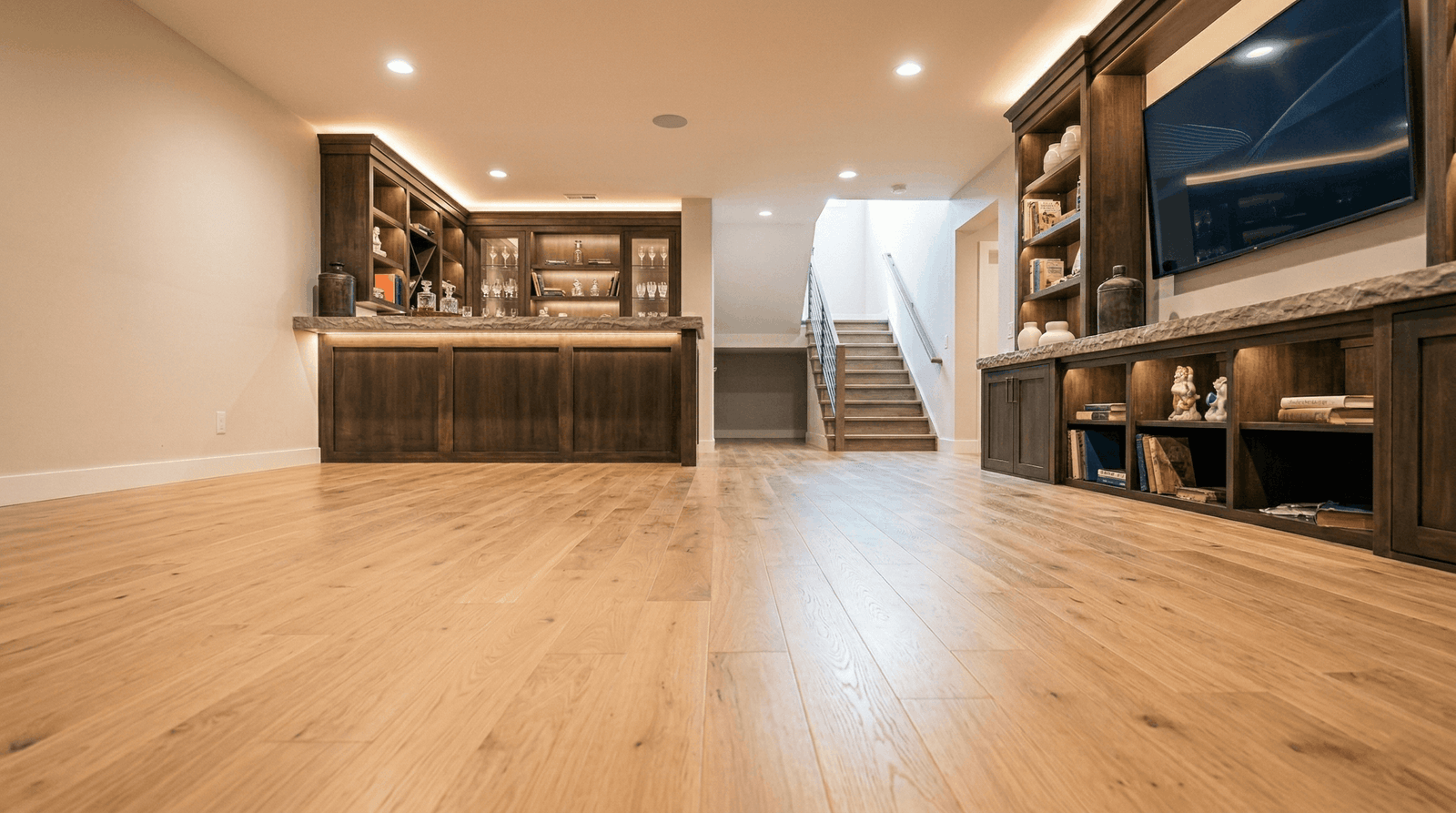 water damage restoration Spokane Washington restored basement before and after